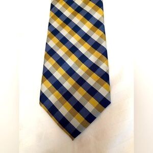 CHAPS Blue Yellow White Plaid Mens Tie Necktie Polyester Preppy Y2K 57" x 3"